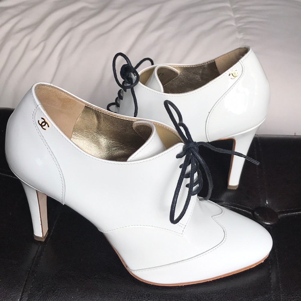 Chanel patent leather booties